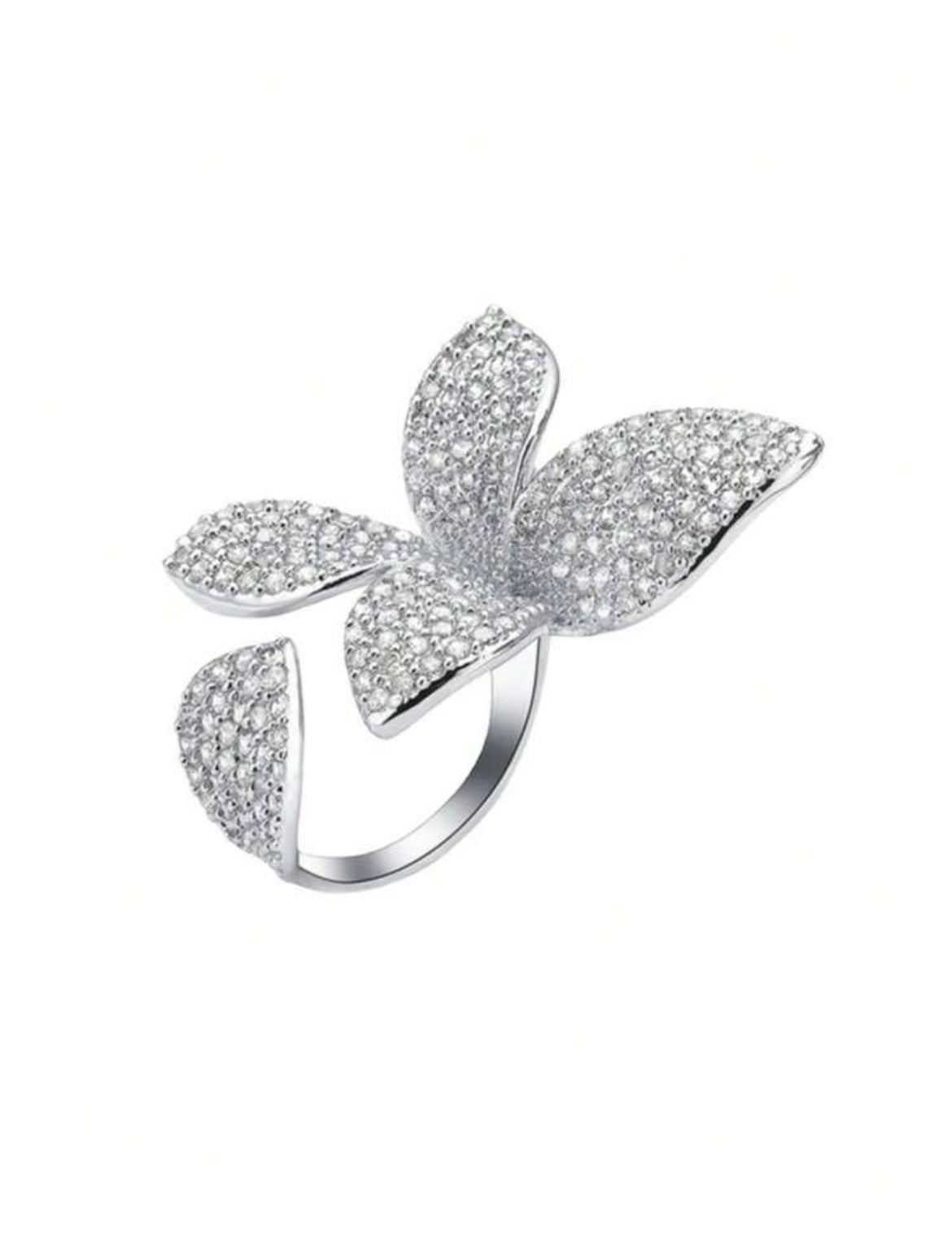 1pc Elegant Cubic Zirconia Butterfly Ring, Women's Wedding Engagement Party Jewelry, Gift