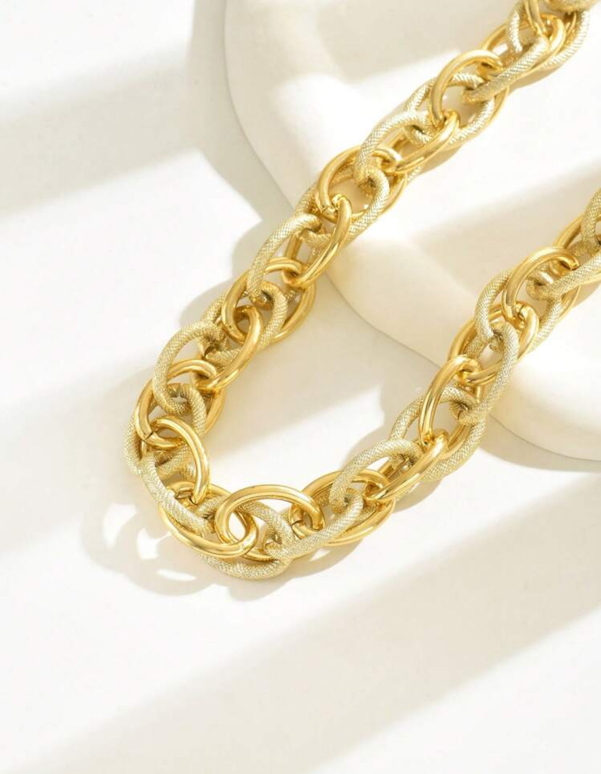 Asymmetrical Chain Necklace, Chunky Oversized Collar Lock Chain, Gold Color