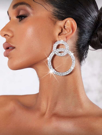 Rhinestone Circle Decor Stud Earrings