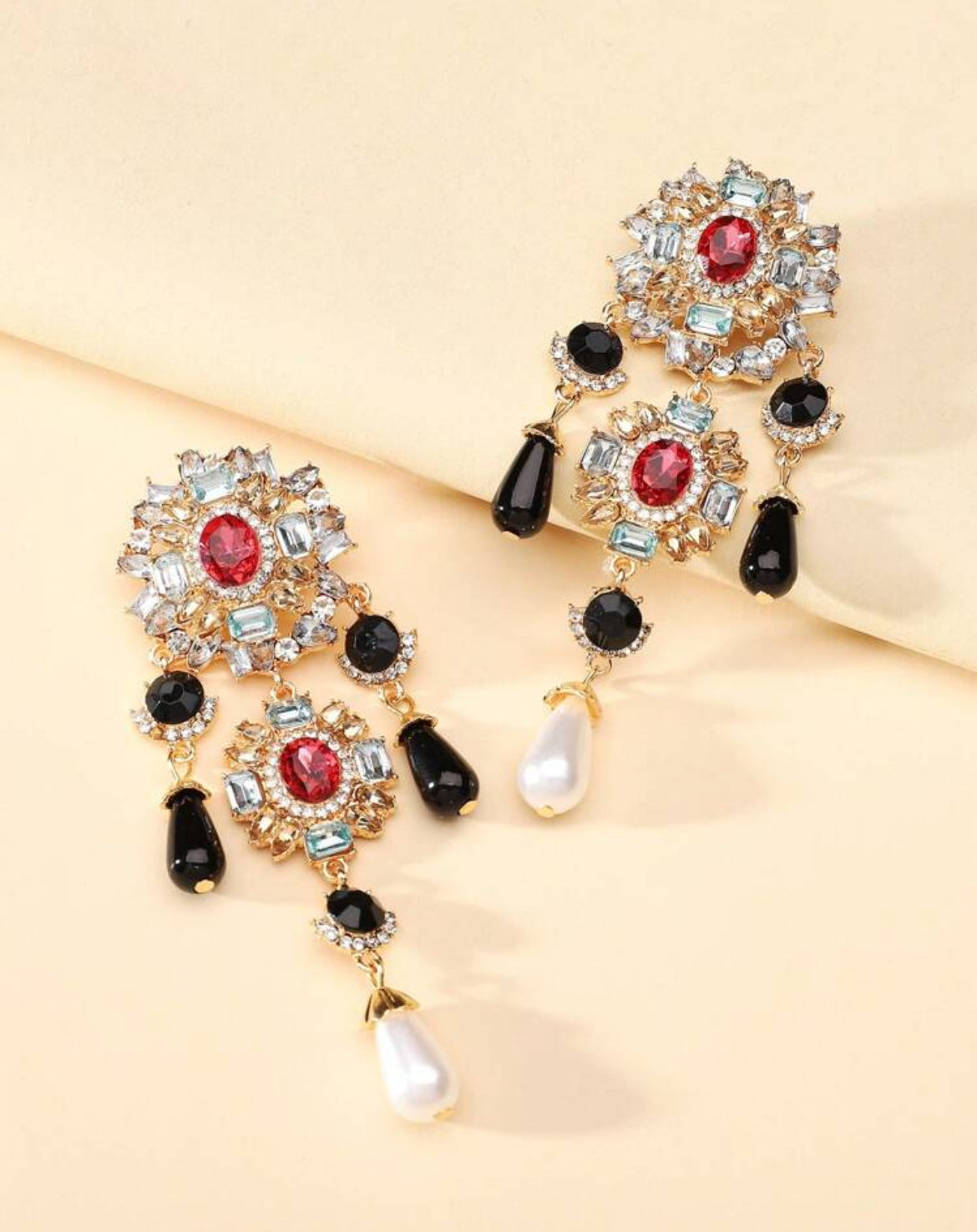 Vintage Gorgeous Rhinestone Faux Pearl Chandelier Earrings For Women Elegant Exquisite Jewelry