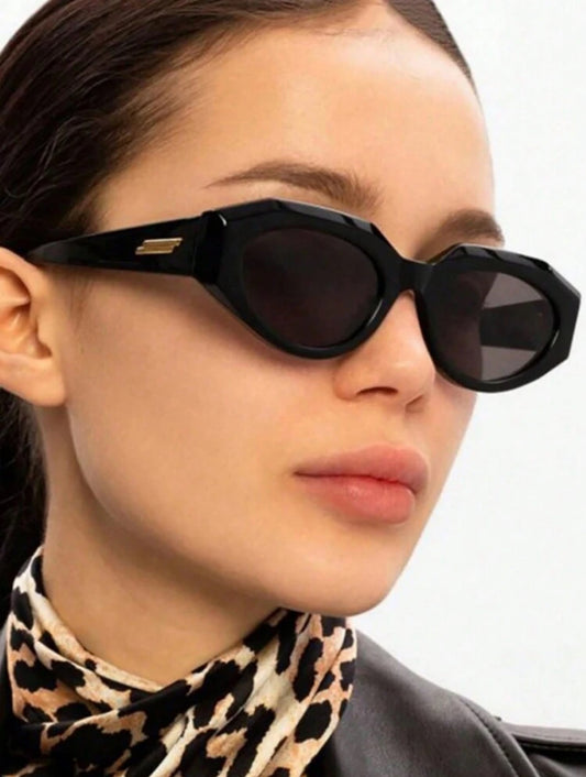 Polygon Black Y2k Cat Eye Street Style Fashion Glasses