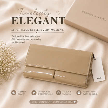 Patent Flap Clutch Bag – Nude Beige by Mango