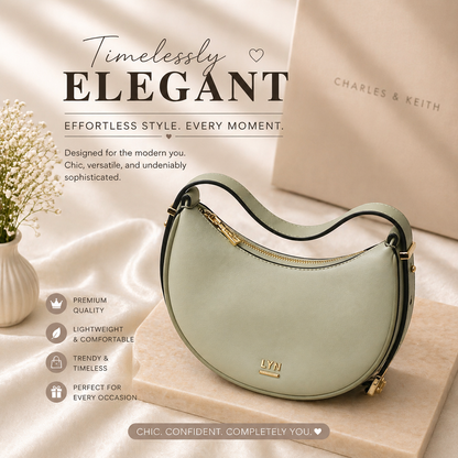 LYN Crescent Shoulder Bag – Sage Green