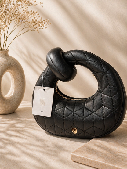 LYN Quilted Knot Handle Bag – Classic Black