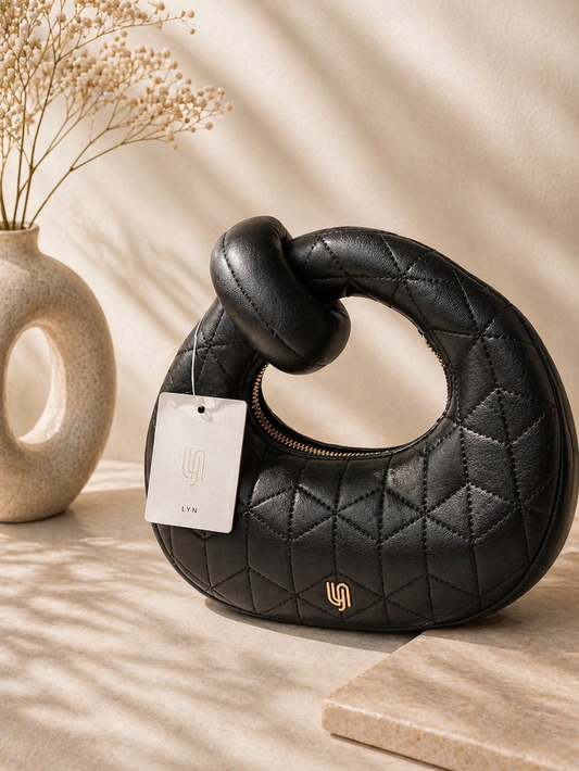 LYN Quilted Knot Handle Bag – Classic Black