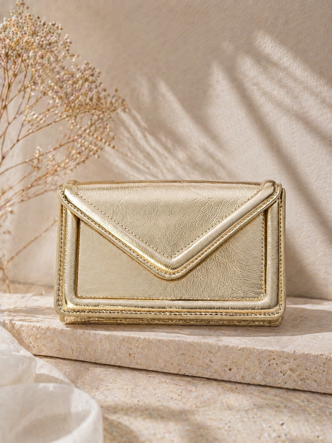Metallic Envelope Clutch – Champagne Gold Bag