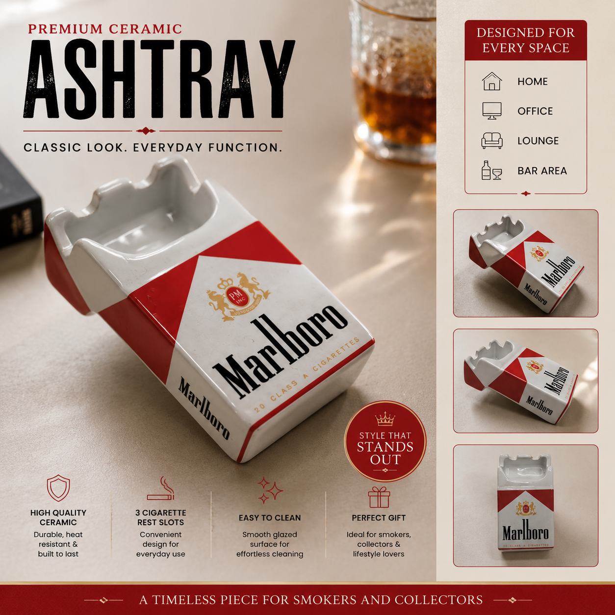 Marlboro Icon Series Ceramic Ashtray gift