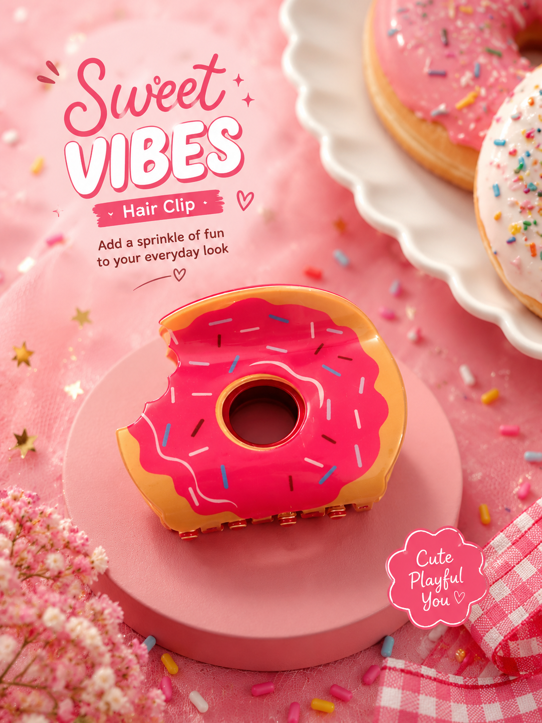 Sweet Sprinkle Donut Hair Claw Clip.gift