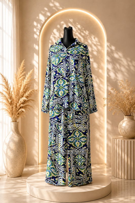 Azure Mosaic Co-Ord Set. XL/XXL