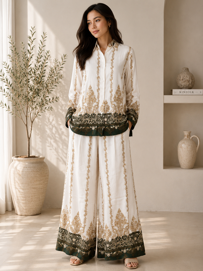 Ivory Heritage Printed Co-Ord Set.XL/XXL