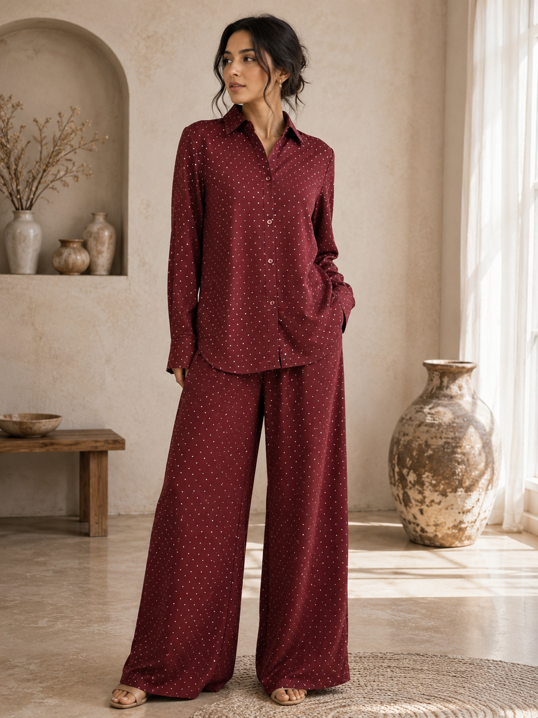 Ruby Stone Work Co-Ord Set.XL/XXL