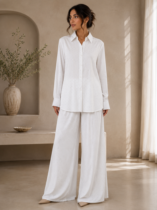 Pearl White Stone Work Co-Ord Set.XL/XXL