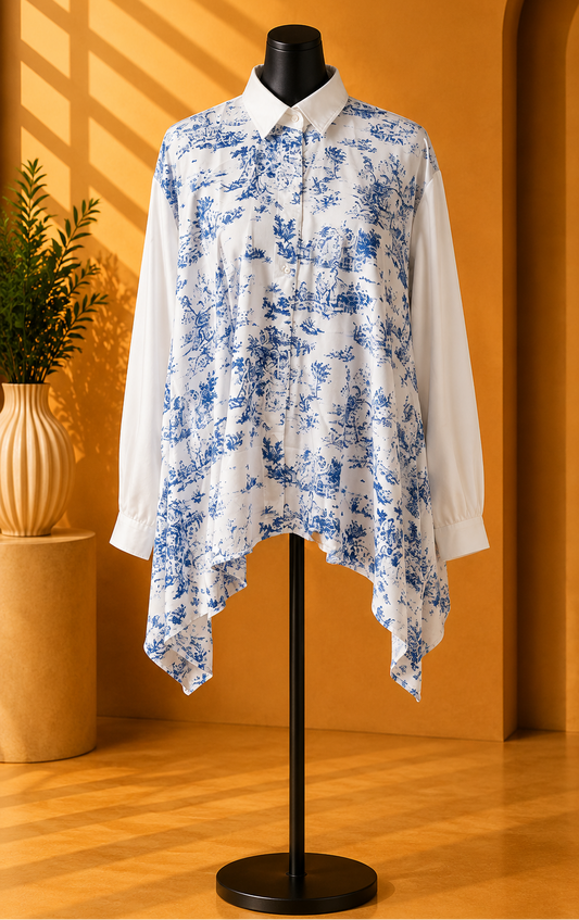 Blue Porcelain Shirt.Size L/Xl