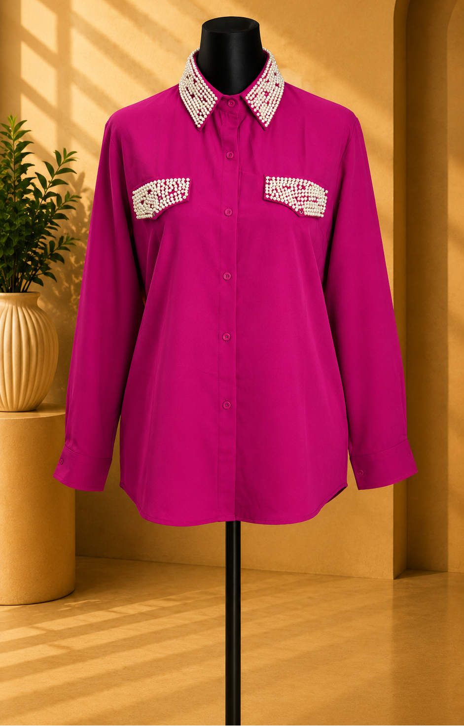 Fuchsia Pearl Shirt.Size XL/XXL