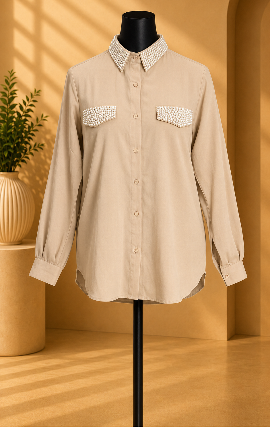 Pearl Collar Shirt.Size XL/XXL
