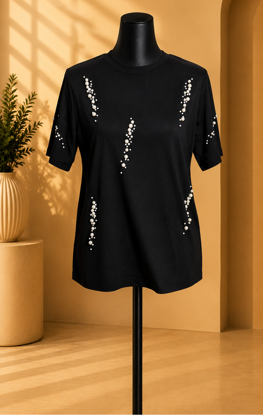 Pearl Noir Black Tee.Size M