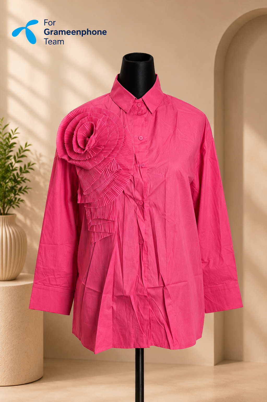 Fuchsia Rose Shirt. Size L