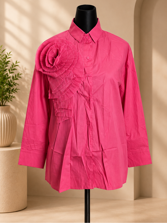 Fuchsia Rose Shirt. Size L