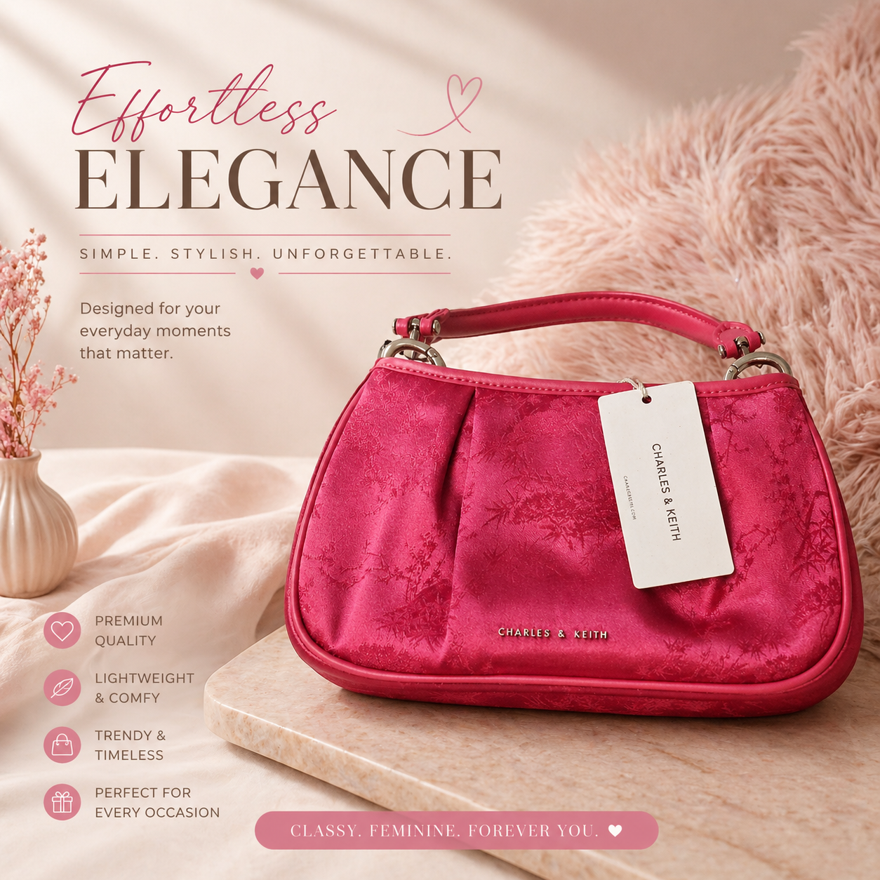 Charles & k eith recycled satin floral print shoulder bag