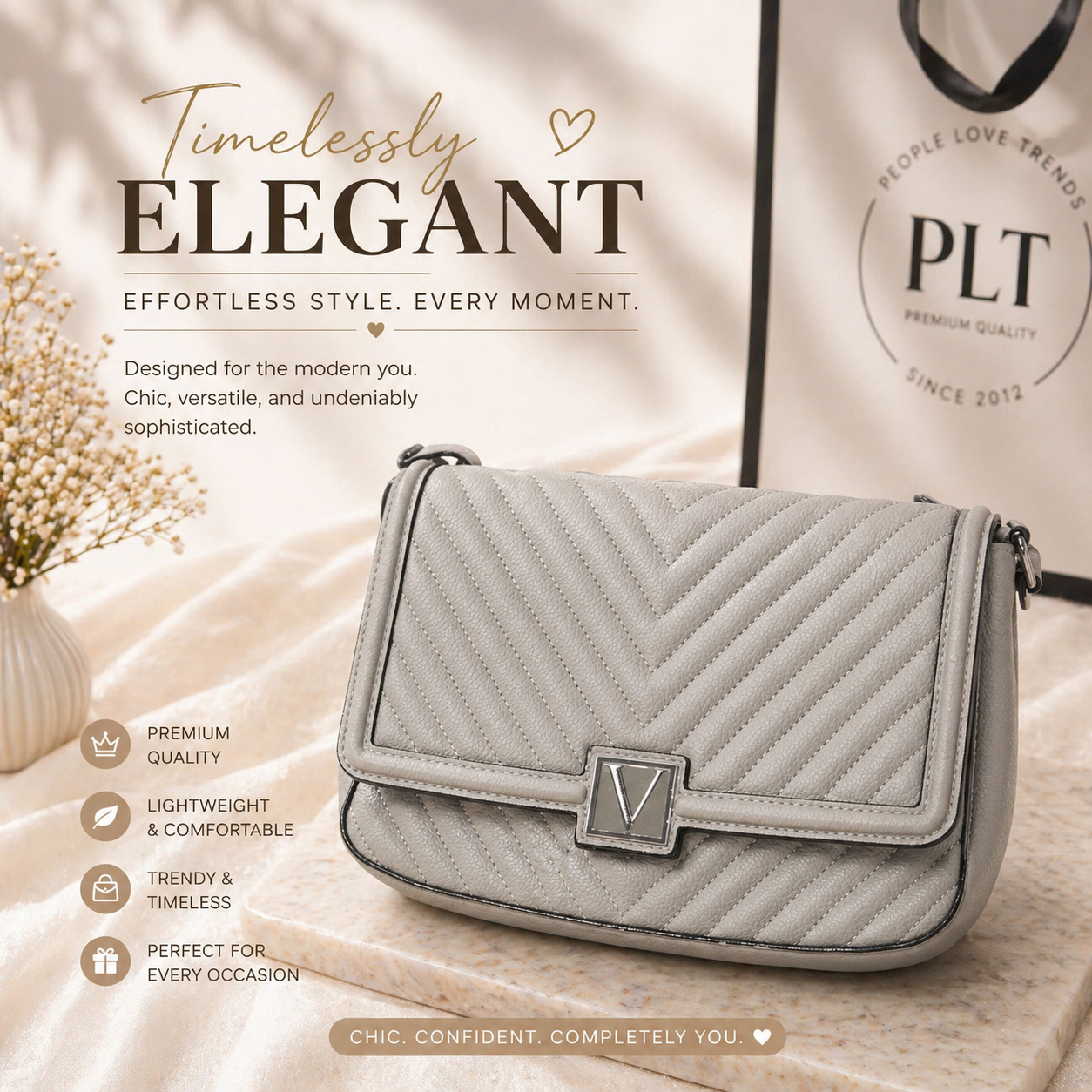 Victoria's Secret Croc Luxe Flap Grey Bag