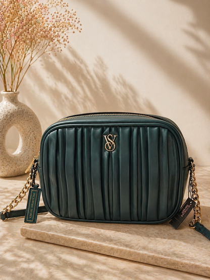 Victoria S ecretPleated Crossbody Bag – Forest Green