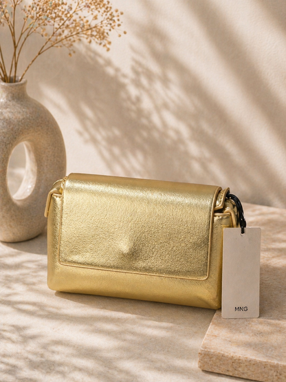 MANGO Metallic gold Mini Crossbody bag