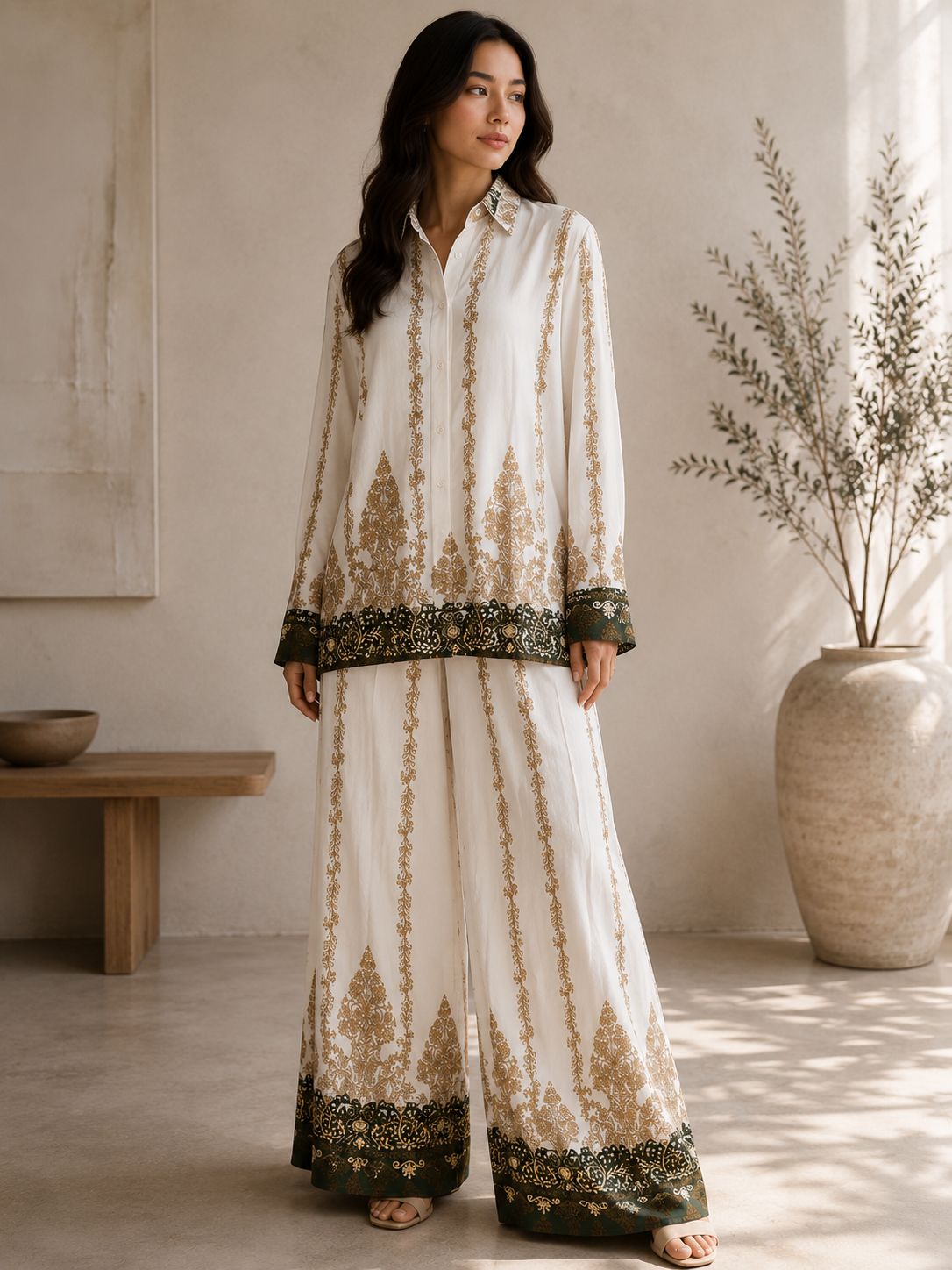 Ivory Heritage Printed Co-Ord Set.XL/XXL