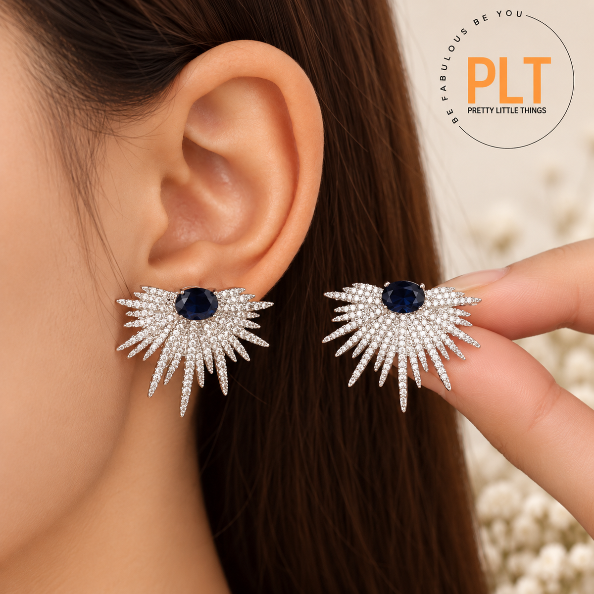 Luxury Earrings With Sparkling Blue Zirconia Inlay, Suitable For Women And Girls
