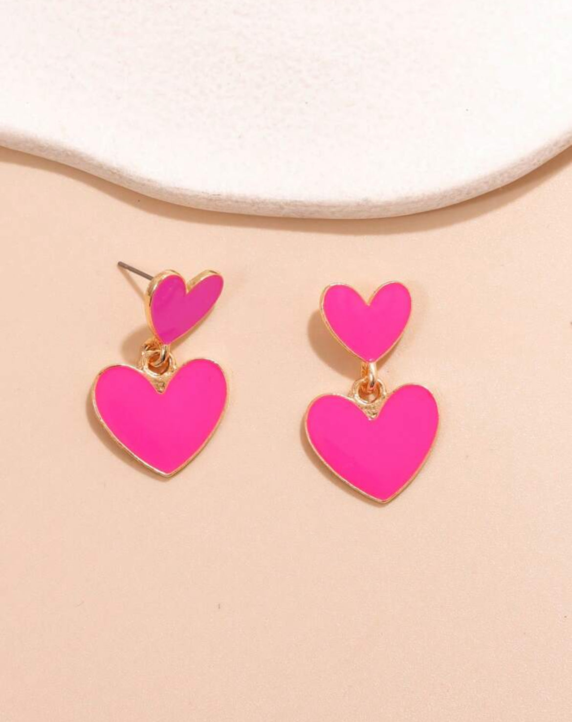 Hot Pink Heart Drop Earrings
