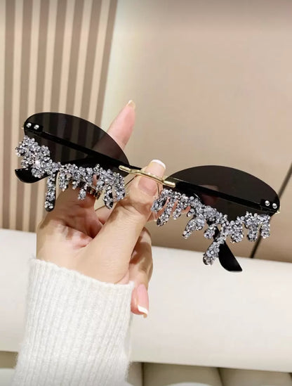 Rimless Rhinestone Party Fashion Glasses