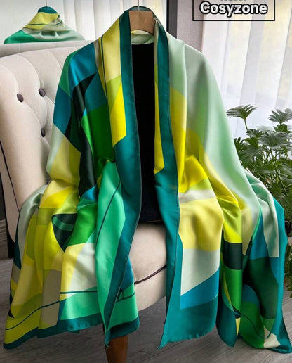 1pc Accessories/ Hijab Geometric Print Silky Feel Scarf, Simple Elegant Design, Suitable For Holiday, Shawl, Fashion Versatile Daily Wear