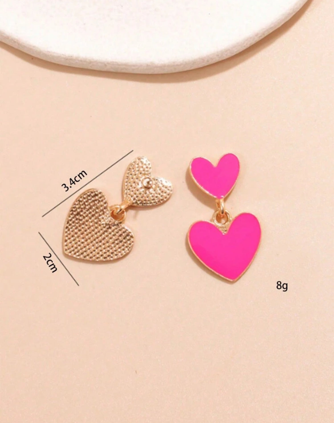 Hot Pink Heart Drop Earrings