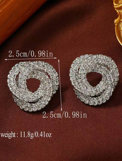 Wrapped Design Fully Rhinestoned Studded Earrings