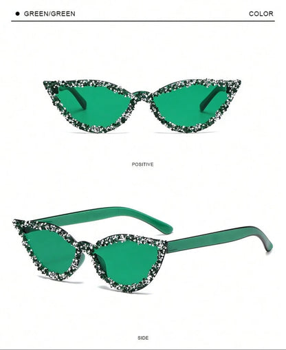 Bling Rhinestone Cat Eye Fashion Glasses/ Candy Color