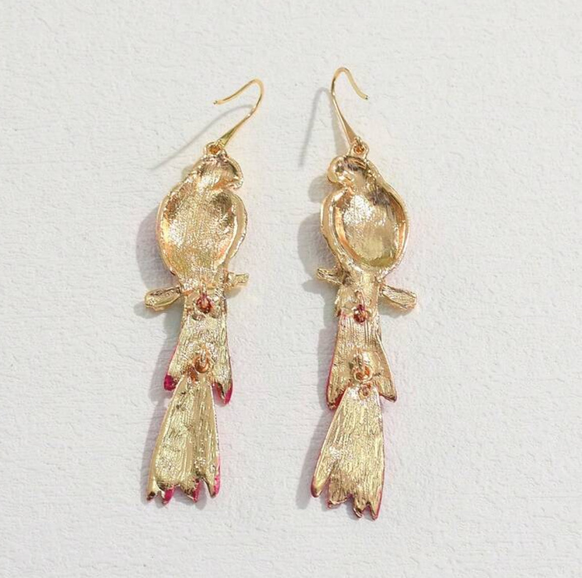 Exaggerated Zinc Alloy Enamel Earrings, Creative Geometric Animal Parrot Rhinestone Dangle Earrings For Women