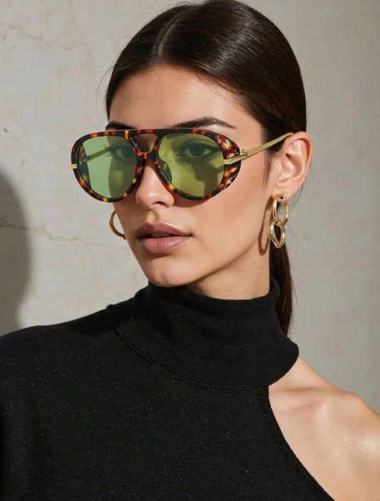 Classic Retro Fashion Aviator Frame Glasses, Unisex Outdoor Punk Party