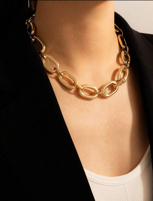 Exaggerated Punk Hip-Hop Geometric Hollow Clavicle Thick Chain Necklace