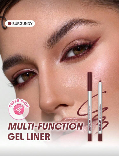 SHE GLAM Boldline Longwear Multi-Function Gel Liner-Burgundy Kohl Kajal Makeup Cosmetic For Women Girls