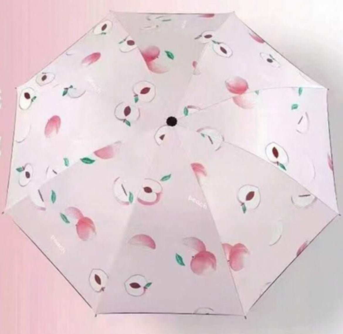 Fully Automatic One-Touch Open Peach Fruit Print Umbrella, 8K Sun Blocking Anti-UV Parasol, Cute Compact Folding Rainproof Umbrella, Suitable For Travel, Wedding Photography, Gift, Water Repellent