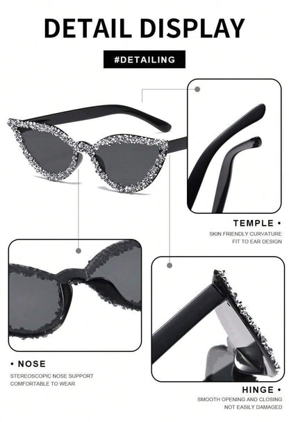Bling Rhinestone Cat Eye Fashion Glasses/ Candy Color