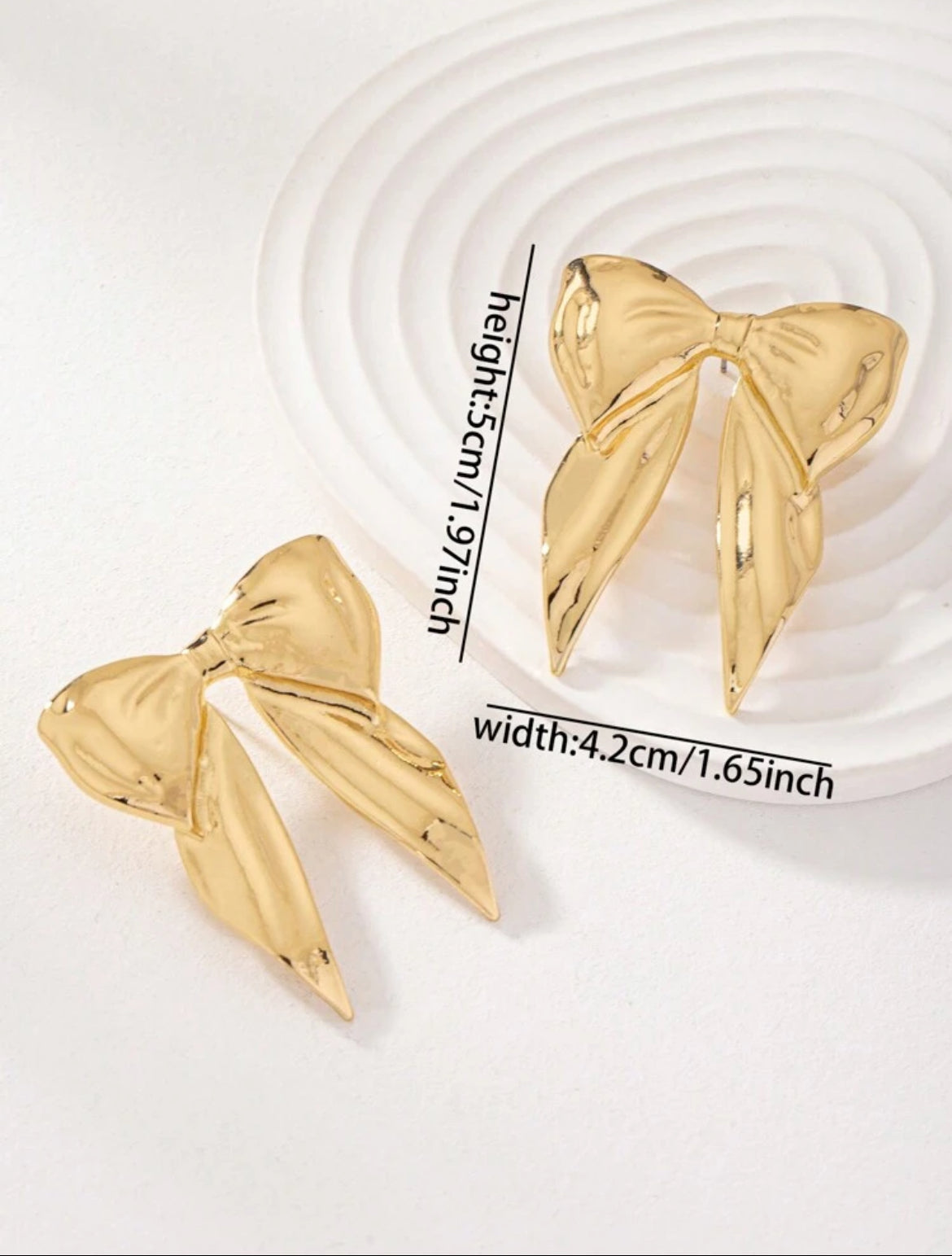 Metallic Bowknot Design Exaggerated Stud Earrings