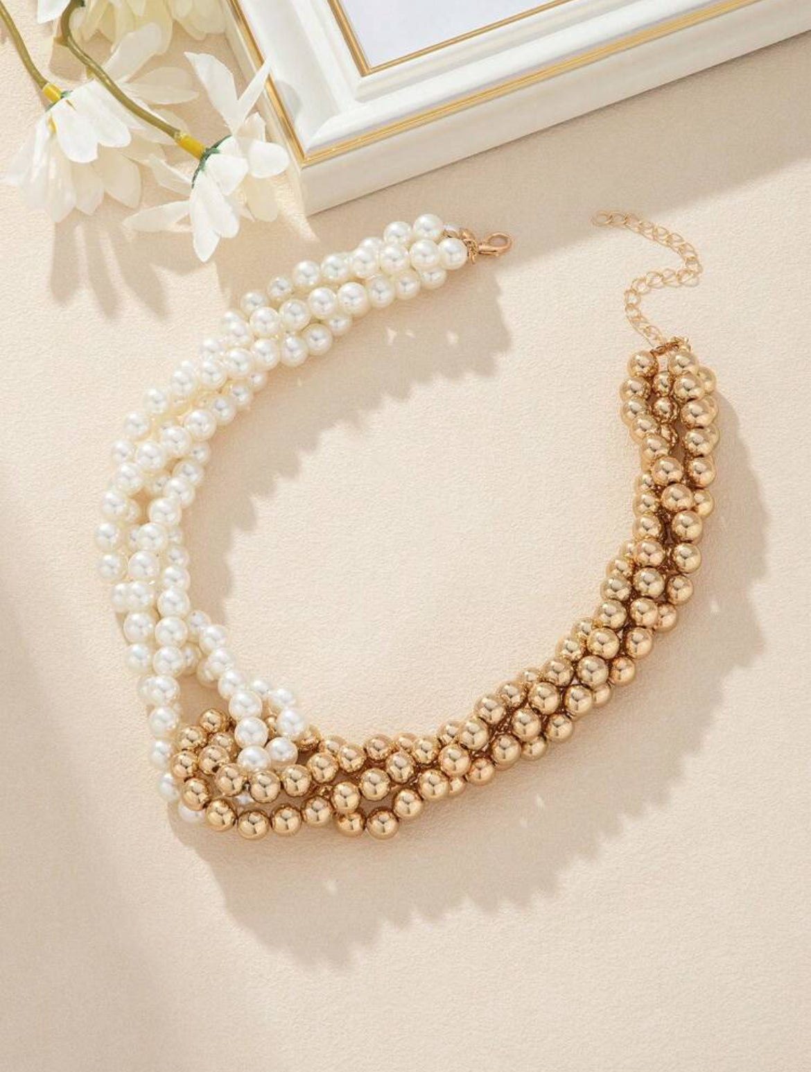 Vintage French Multi-Layer Beaded Choker Necklace