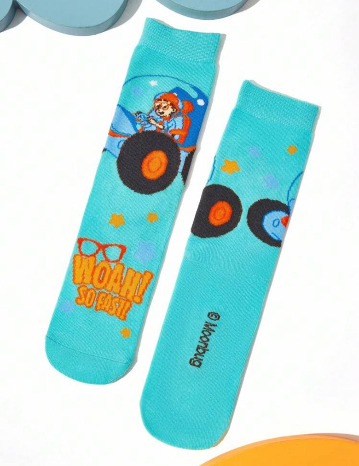 Blippi 4 Pairs Cotton Soft & Breathable Moisture-Wicking Kids Mid-Calf Socks Colorful Cute Cartoon Striped Pattern