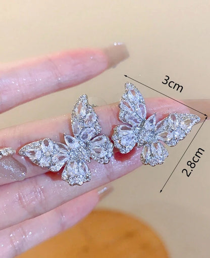 Cubic Zirconia Butterfly Stud Earrings
