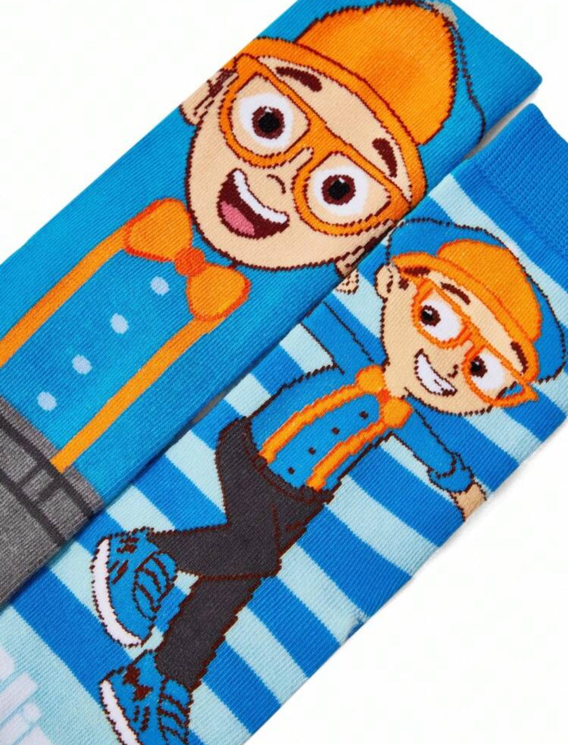 Blippi 4 Pairs Cotton Soft & Breathable Moisture-Wicking Kids Mid-Calf Socks Colorful Cute Cartoon Striped Pattern