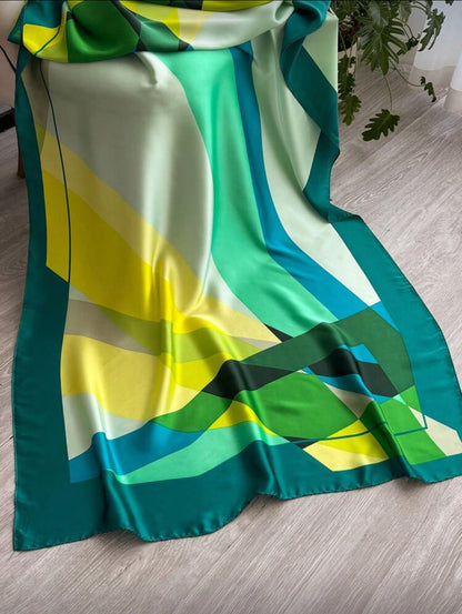 1pc Accessories/ Hijab Geometric Print Silky Feel Scarf, Simple Elegant Design, Suitable For Holiday, Shawl, Fashion Versatile Daily Wear