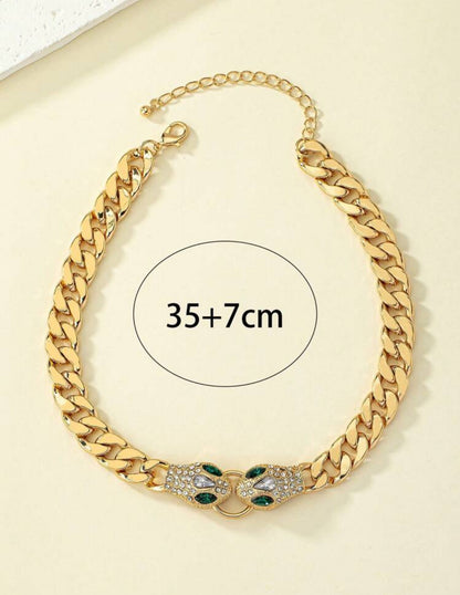 Rhinestone Snake Design Chain Necklace