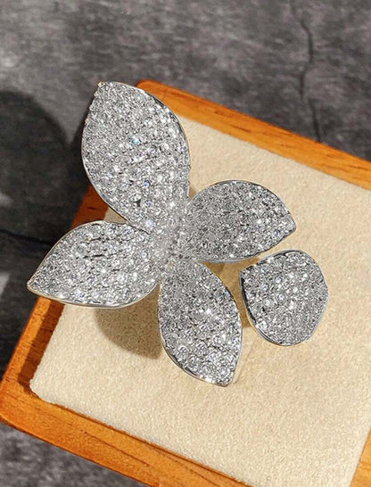 1pc Elegant Cubic Zirconia Butterfly Ring, Women's Wedding Engagement Party Jewelry, Gift