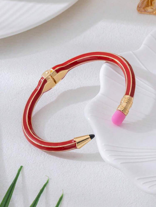 1pc Vintage Chic Red Bracelet, Versatile Round Bangle Lovely Gift