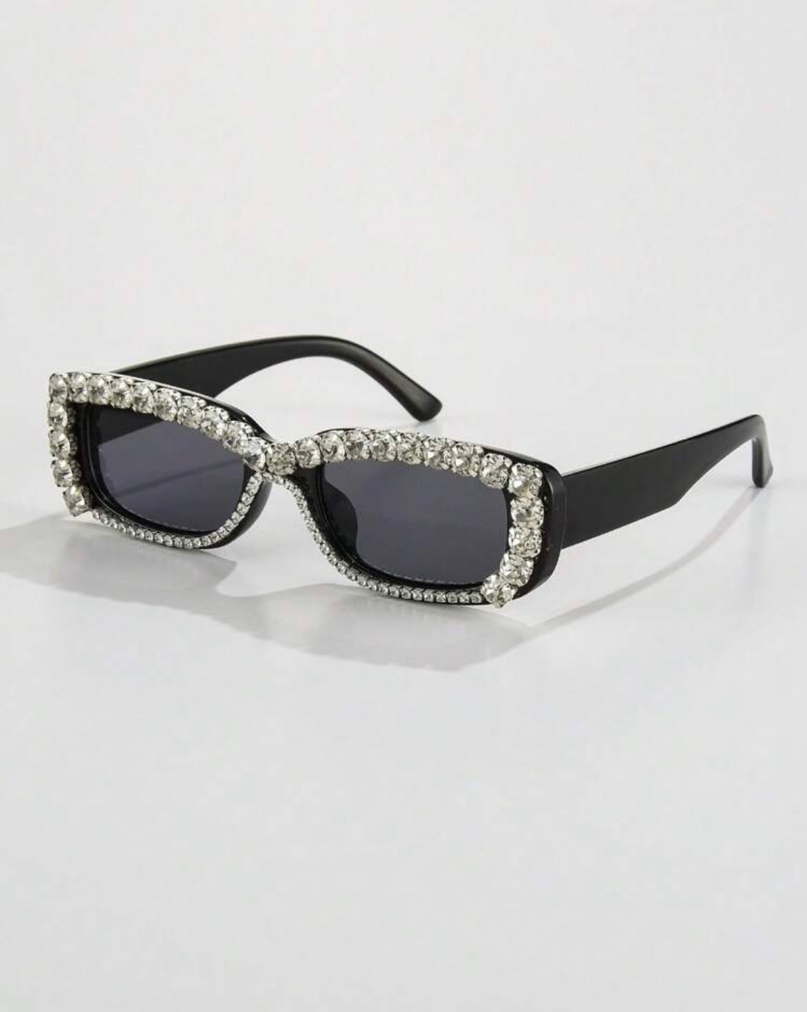 Small Rectangle Fashionable Glasses With Handmade Crystal Decorations